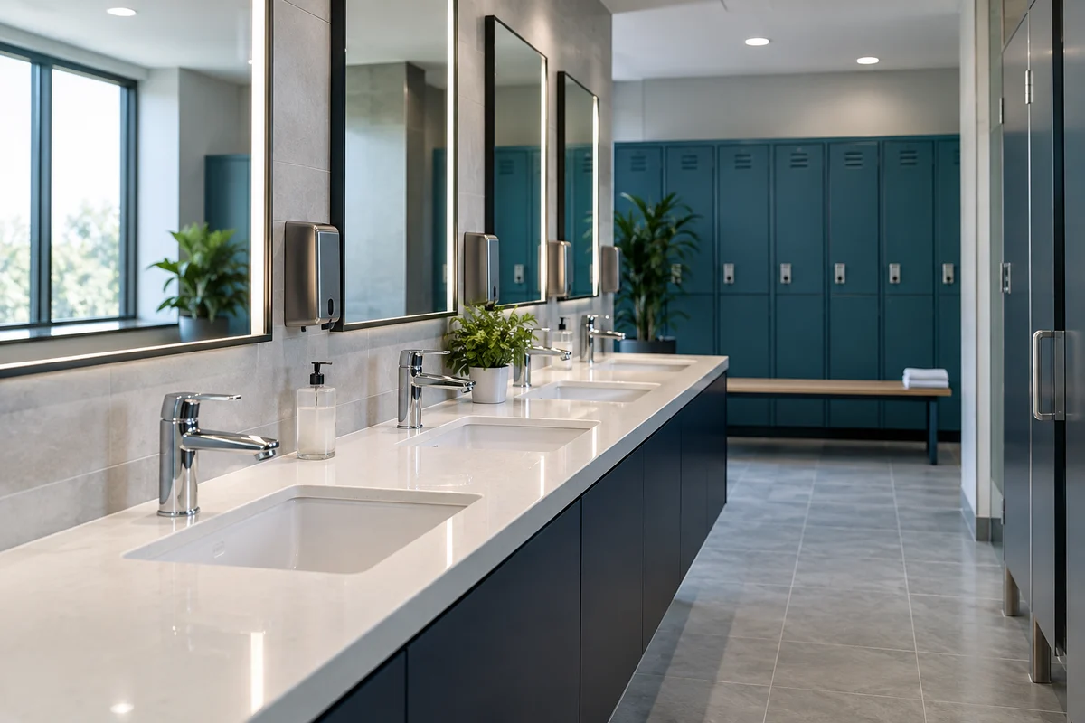 Sanitaires et vestiaires professionnels propres — illustration